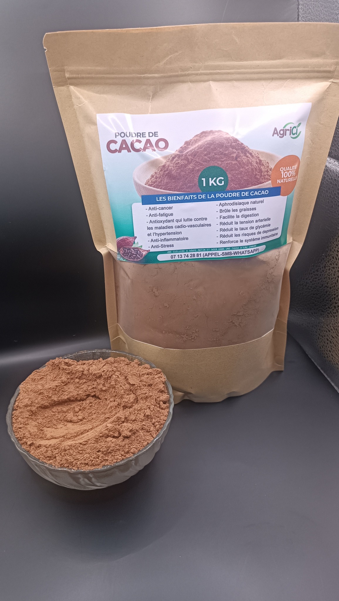 Poudre de cacao 100% BIO