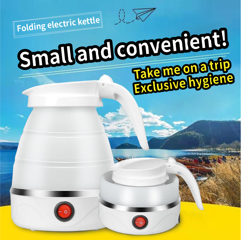 Bouilloire Électrique Pliable et Portable, Silicone et Acier Inoxydable
