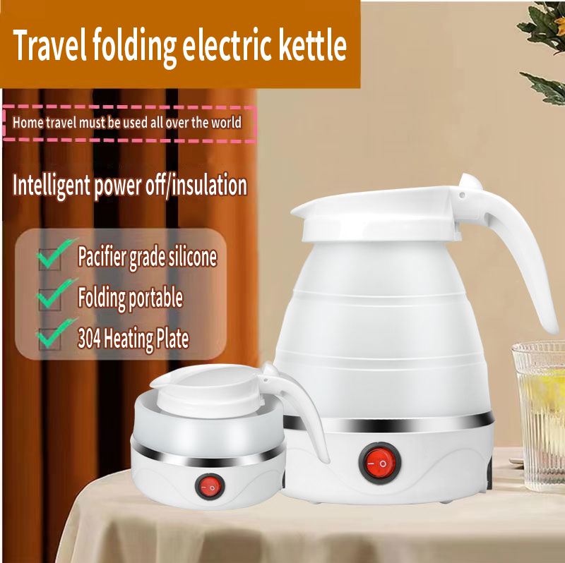 Bouilloire Électrique Pliable et Portable, Silicone et Acier Inoxydable 304